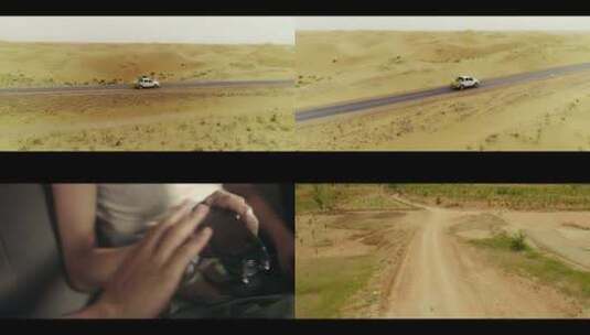 行驶在沙漠的汽车高清在线视频素材下载