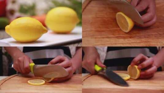 【镜头合集】切柠檬片挤柠檬汁高清在线视频素材下载
