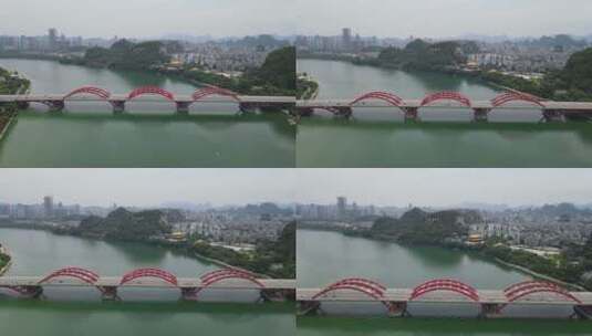广西柳州文惠桥航拍高清在线视频素材下载