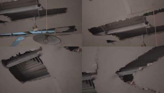 地震损毁坍塌破烂的房屋高清在线视频素材下载