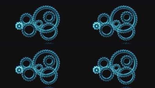 全息影像运转的齿轮3D渲染高清在线视频素材下载