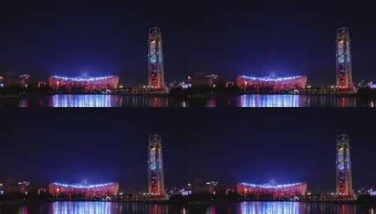 北京鸟巢灯光秀4K拍摄高清在线视频素材下载