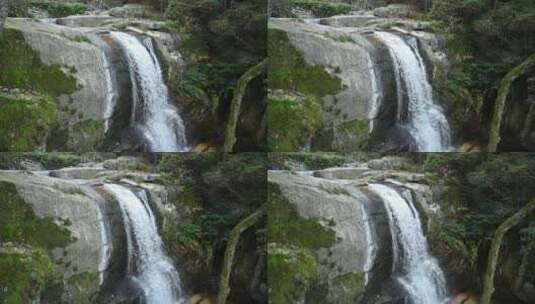 天台山石梁飞瀑瀑布水流高清在线视频素材下载