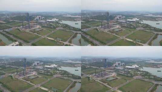 航拍柳州柳东新区城市建设高清在线视频素材下载