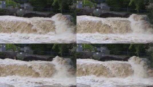 洪水泛滥蔓延到桥上高清在线视频素材下载