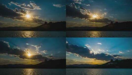 4K延时拍摄夕阳下的颐和园佛香阁高清在线视频素材下载