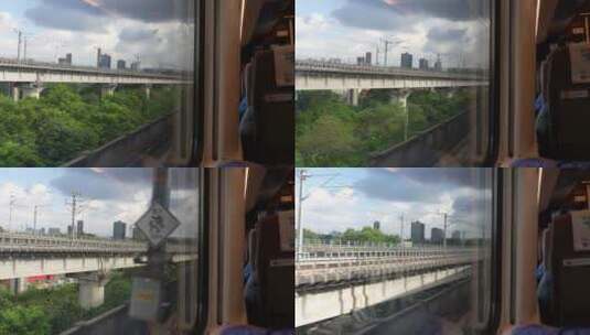 高铁列车车窗视角景观高清在线视频素材下载