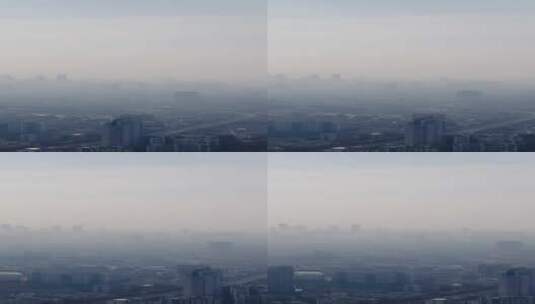 城市航拍南京清晨雾霾天气高清在线视频素材下载