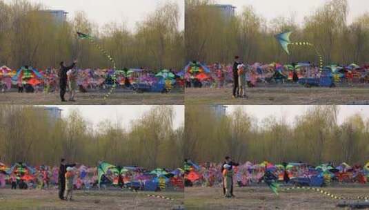 4k春天放风筝风筝高清在线视频素材下载