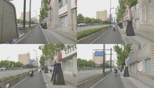 第一视角穿行杭州的马路，两侧绿化高清在线视频素材下载