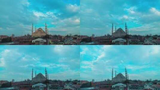风云变幻的伊斯坦布尔的清真寺高清在线视频素材下载