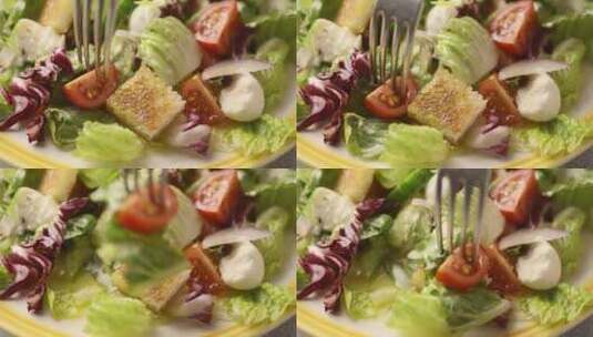 蔬菜沙拉特写高清在线视频素材下载