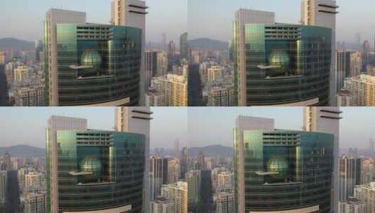 深圳特区报业大厦近景航拍右环绕高清在线视频素材下载