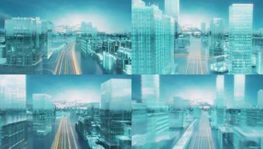 4K三维全息投影房地产建筑城市生长穿梭动画高清在线视频素材下载