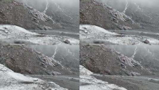 雨崩冰湖瀑布航拍高清在线视频素材下载
