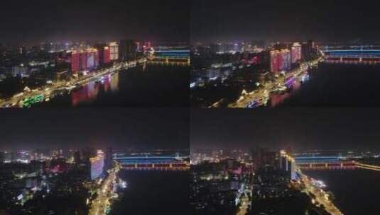 城市夜景无人机航拍环绕延时高清在线视频素材下载
