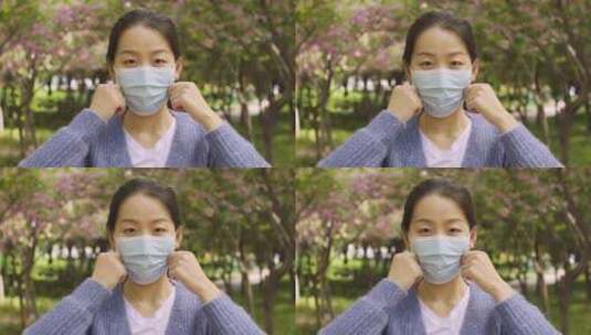 亚洲人中国女性戴口罩高清在线视频素材下载