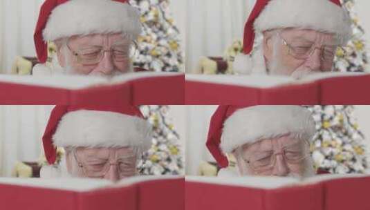 读书的圣诞老人高清在线视频素材下载