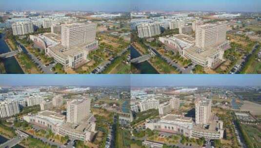 航拍上海浦东国际医学中心高清在线视频素材下载