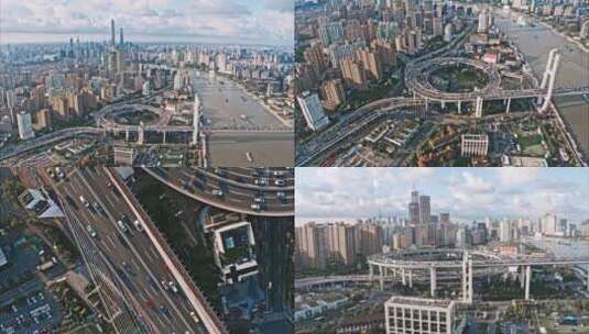 4K南浦大桥航拍合集高清在线视频素材下载