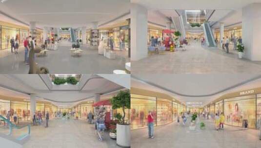 大型商场内部环境三维动画素材高清在线视频素材下载