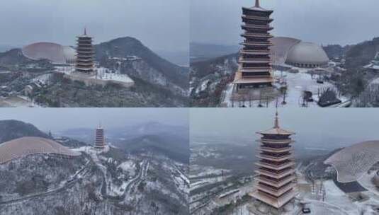 【合集】航拍南京牛首山风景区雪景高清在线视频素材下载