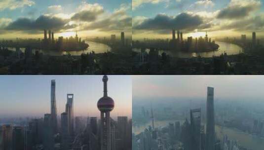 4K上海航拍延时外滩陆家嘴金融城高清在线视频素材下载