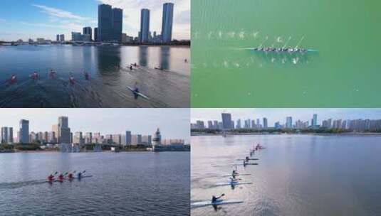水上运动皮划艇赛艇比赛高清在线视频素材下载
