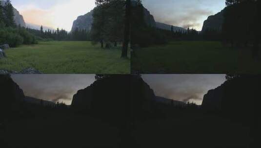 延时拍摄山林落日的天空变化高清在线视频素材下载