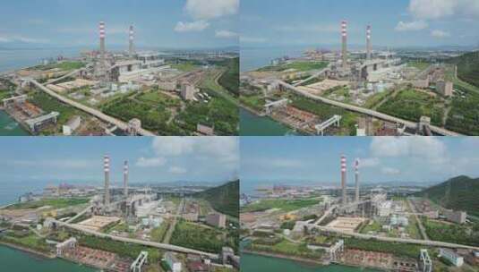 4k能源火电站公司主塔热力发电建设工程高清在线视频素材下载