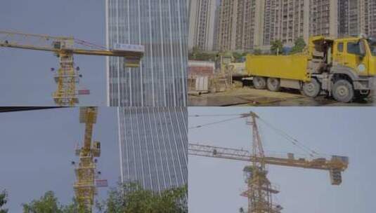 广州黄埔区奥园广场施工吊塔高清在线视频素材下载