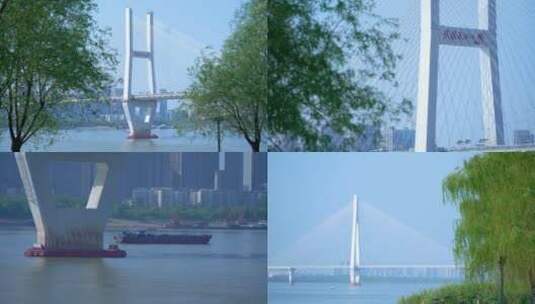 武汉长江二桥桥梁特写高清在线视频素材下载