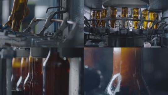 啤酒厂啤酒灌装生产线高清在线视频素材下载