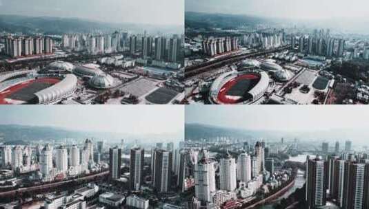 4k 航拍临沧市城市建筑高清在线视频素材下载