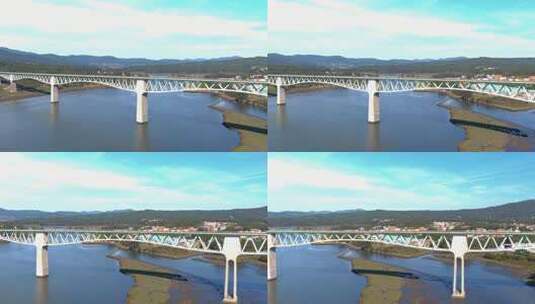 河上的铁路桥风景高清在线视频素材下载