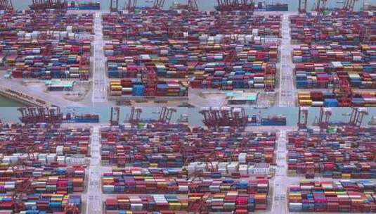 4K航拍深圳南山蛇口集装箱码头货运中心高清在线视频素材下载