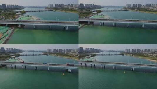 厦门航拍丙洲大桥建筑风光高清在线视频素材下载