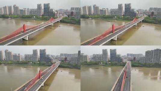 航拍福建漳州九龙江战备大桥高清在线视频素材下载