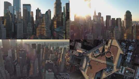 城市航拍范德比尔特一号日出纽约摩天大楼高清在线视频素材下载