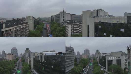 杭州庆春路建筑航拍空镜高清在线视频素材下载