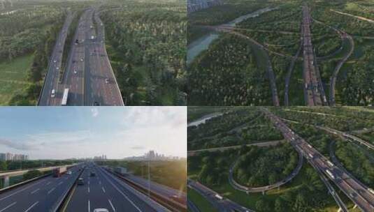 基建 高速互通 三维城市交通 城市规划高清在线视频素材下载