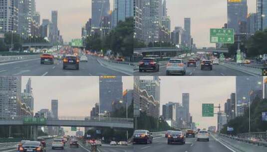 驾车行驶在北京城市cbd高清在线视频素材下载