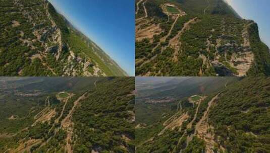 FPV无人机航拍高山森林公路阳光海岛撒丁岛高清在线视频素材下载