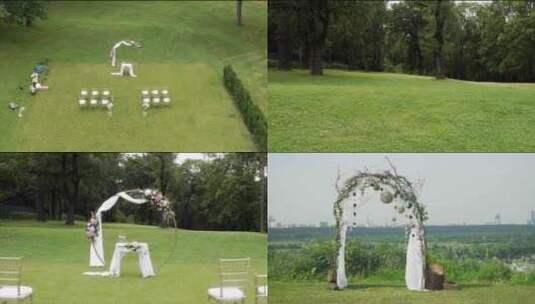 4K户外草坪婚礼场布-室外浪漫婚礼布置高清在线视频素材下载