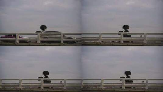 海边公路汽车行驶车流道路桥梁交通车辆驶过高清在线视频素材下载