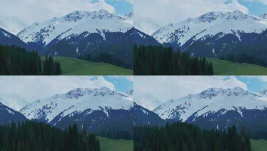 草原雪山风景航拍高清在线视频素材下载