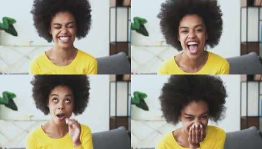 美丽的非裔美国女人微笑高清在线视频素材下载