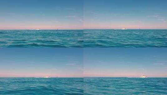 在蔚蓝的大海中驶向摩托艇高清在线视频素材下载