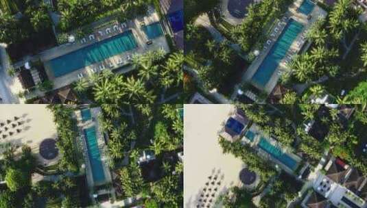 航拍万宁石梅湾艾美度假酒店的室外泳池高清在线视频素材下载