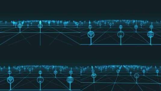 蓝色科技元素图标网络背景01高清在线视频素材下载